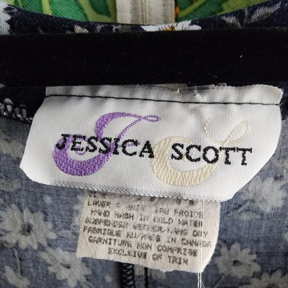 Vintage Jessica Scott Navy Blue Floral Button Up Romper Size S/M - Picture 9 of 11